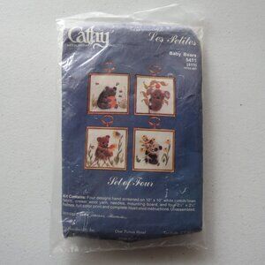 Baby Bears Set of 4 Cathy Needlepoint Vintage Kit #5411